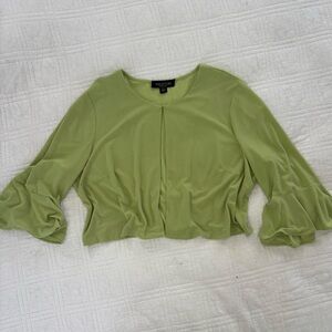 Perceptions New York Lime Green Bell Sleeve Cropped Shrug